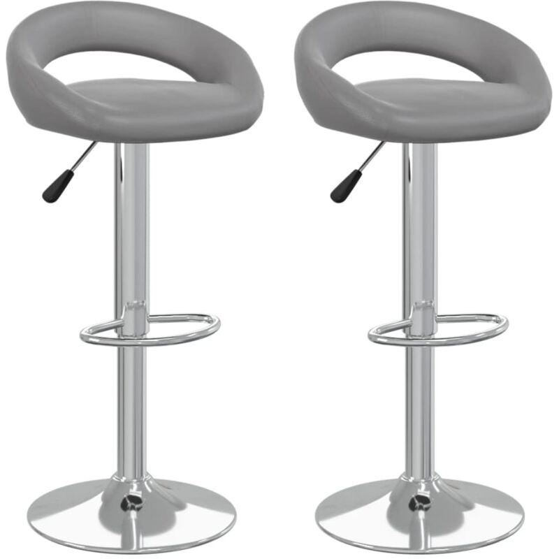 

vidaXL Taburetes de cocina de cuero sintético gris 2 unidades - Gris