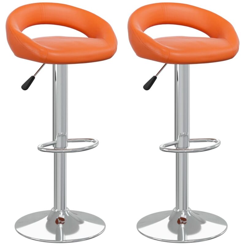 

vidaXL Taburetes de cocina de cuero sintético naranja 2 unidades - Naranja