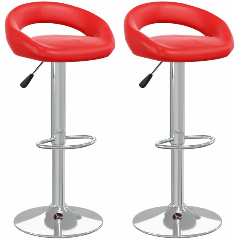 

vidaXL Taburetes de cocina de cuero sintético rojo 2 unidades - Rojo
