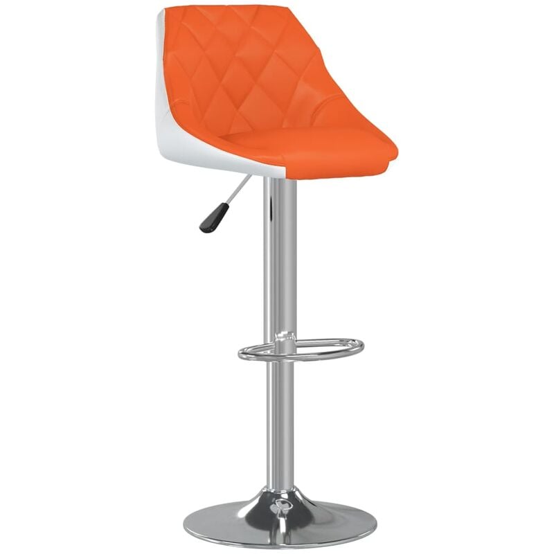 

vidaXL Taburete de cocina de cuero sintético naranja y blanco - Blanco