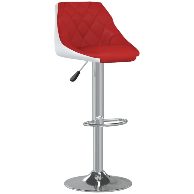 

vidaXL Taburete de cocina de cuero sintético rojo vino y blanco - Blanco