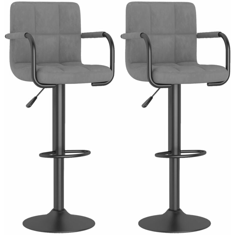 

vidaXL Taburetes de cocina terciopelo 2 unidades gris claro - Gris