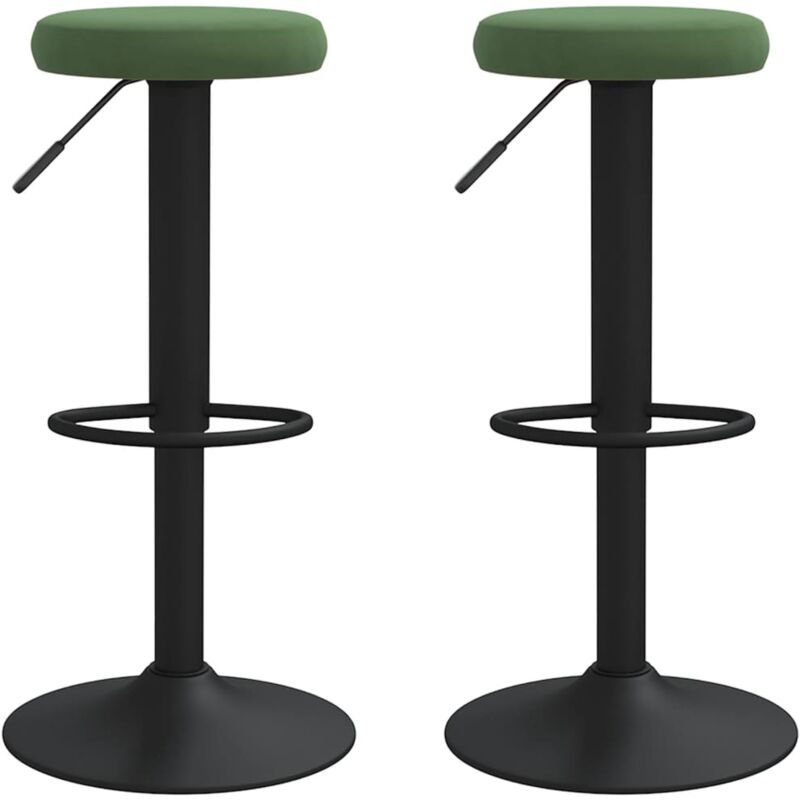 

vidaXL Taburetes de cocina de terciopelo 2 unidades verde oscuro - Verde