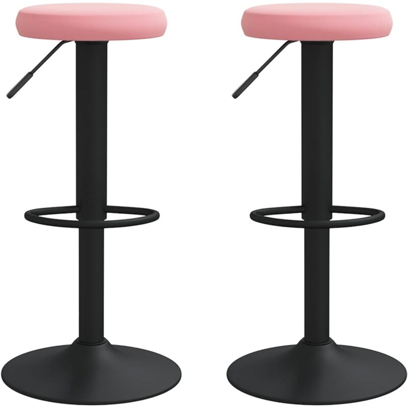 

vidaXL Taburetes de cocina de terciopelo 2 unidades rosa - Rosa