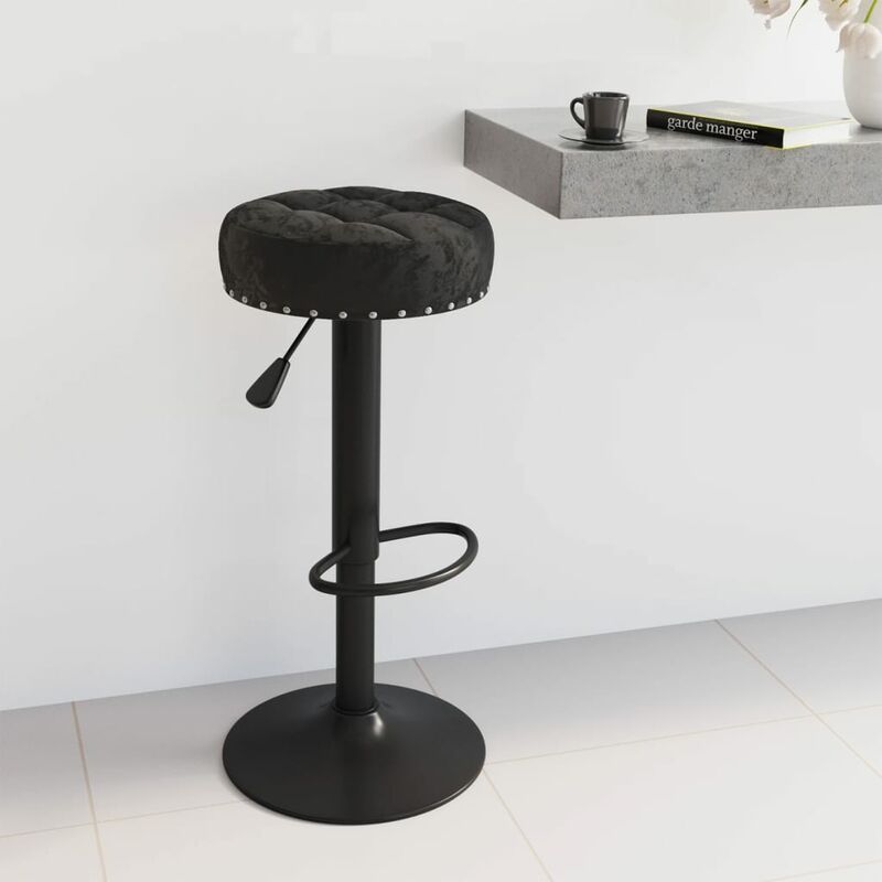 

vidaXL Taburete de cocina de terciopelo negro - Negro