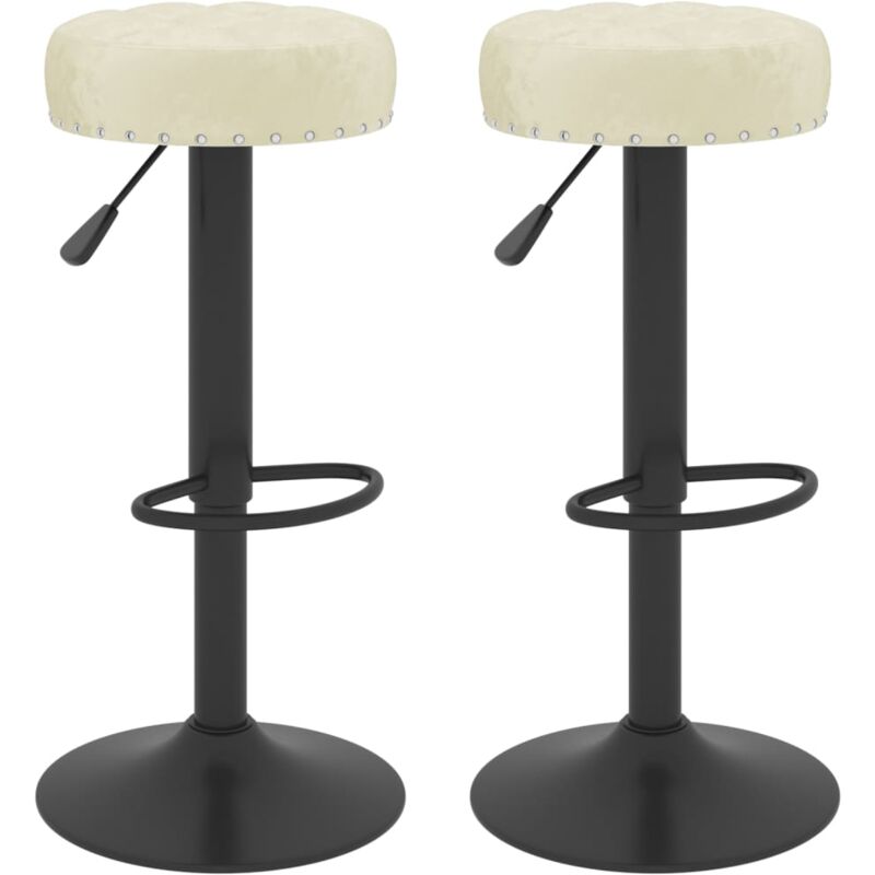 

vidaXL Taburete de cocina de terciopelo 2 unidades crema - Crema