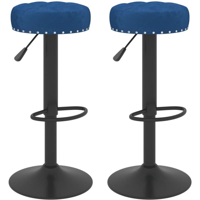

vidaXL Taburete de cocina de terciopelo 2 unidades azul - Azul