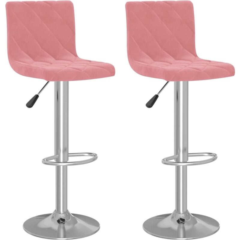 

vidaXL Taburetes de cocina de terciopelo 2 uds rosa - Rosa