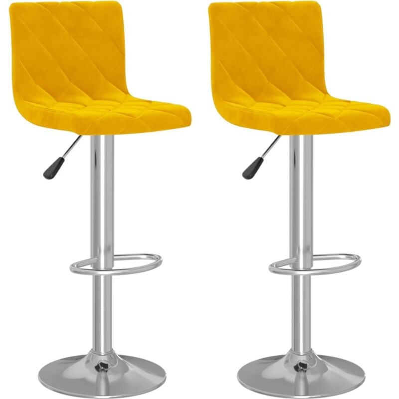 

vidaXL Taburetes de cocina de terciopelo 2 uds amarillo mostaza - Amarillo