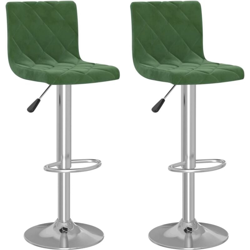 

vidaXL Taburetes de cocina de terciopelo 2 uds verde oscuro - Verde