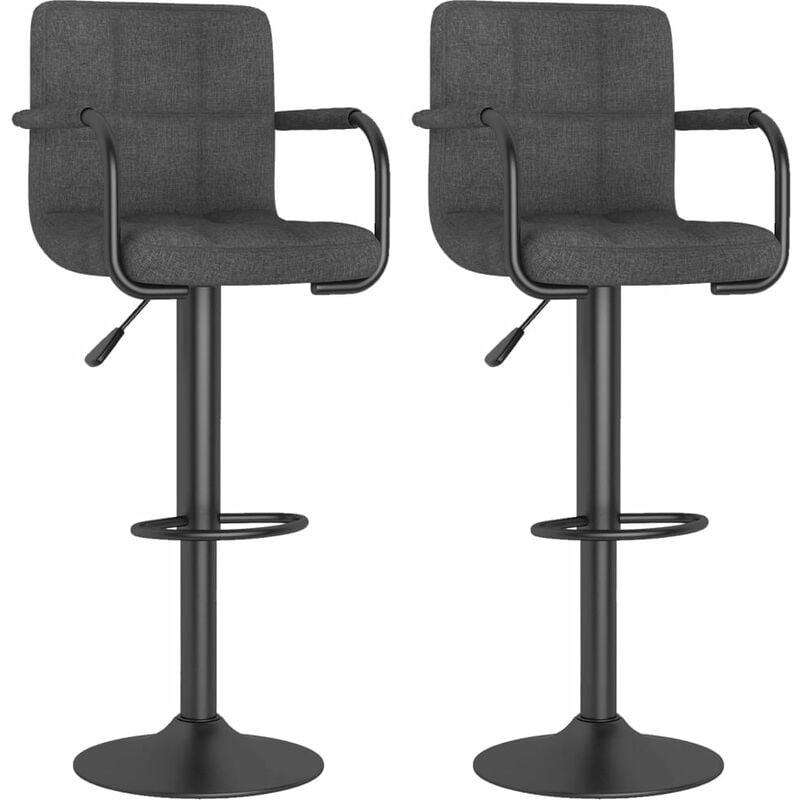 

vidaXL Taburetes de cocina tela 2 unidades gris oscuro - Gris