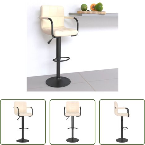 vidaXL Taburete giratorio -  Taburete de cocina de tela color crema