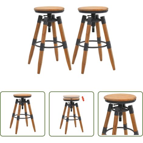 vidaXL Taburete industrial -  Taburetes de cocina 2 unidades madera maciza de abeto