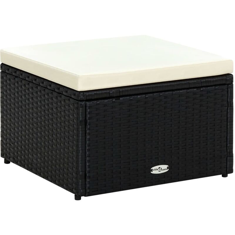 

vidaXL Taburete Otomana Poli Ratán 53x53x30 cm Negro - Negro