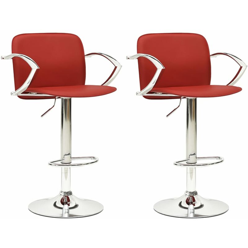 

vidaXL Taburetes de cocina 2 unidades cuero artificial rojo tinto - Rojo