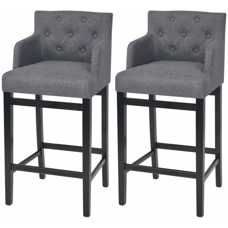 

vidaXL Taburetes de Cocina 2 Unidades Tela Gris Oscuro - Gris