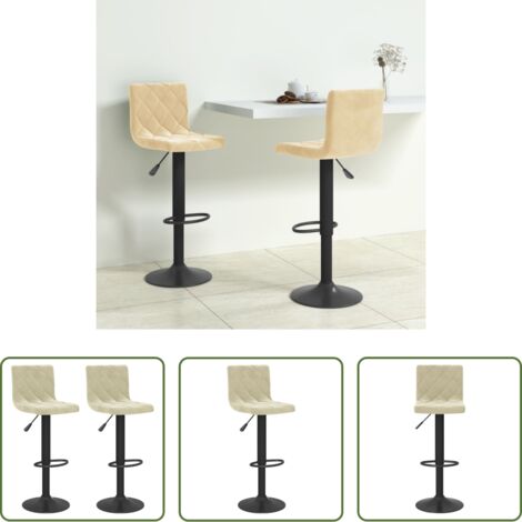 vidaXL Taburetes de bar -  Taburetes de cocina 2 unidades terciopelo color crema
