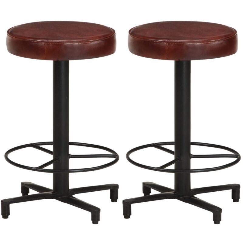 

vidaXL Taburetes de barra de cocina 2 unidades cuero auténtico 52 cm - Marrón