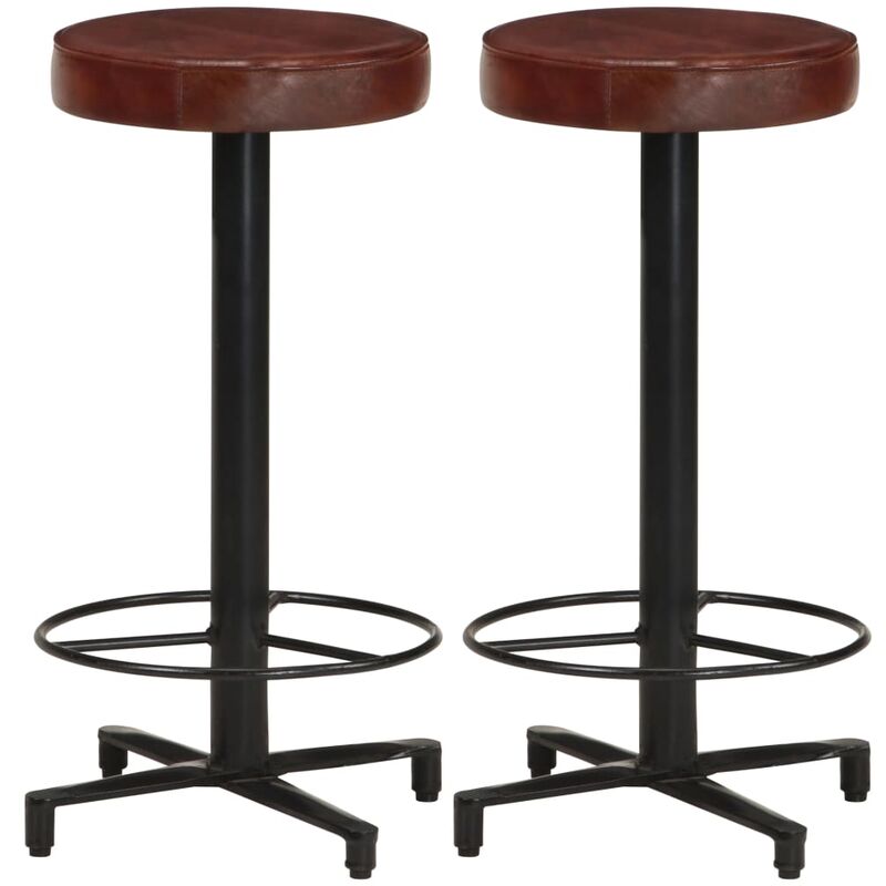 

vidaXL Taburetes de barra de cocina 2 unidades cuero auténtico 66 cm - Marrón