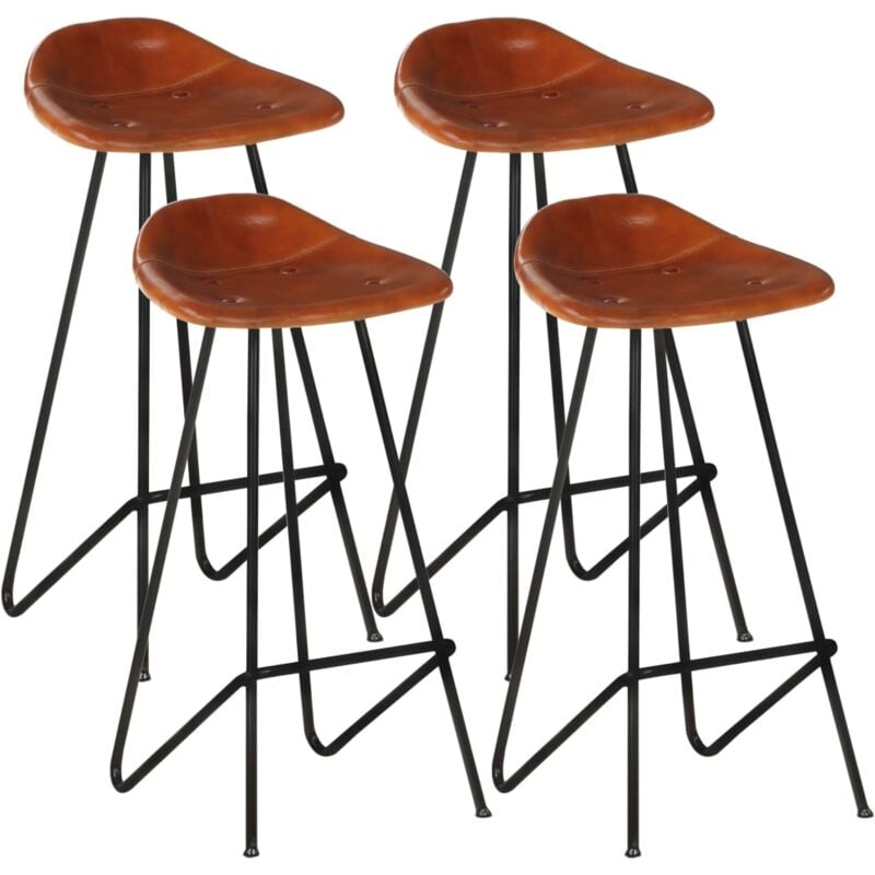 

vidaXL Taburetes de barra de cocina 4 unidades cuero auténtico marrón - Marrón