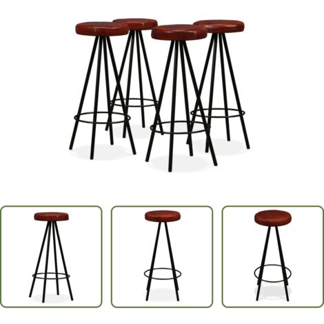 vidaXL Taburetes de barra -  Taburetes de barra de cocina 4 unidades cuero auténtico