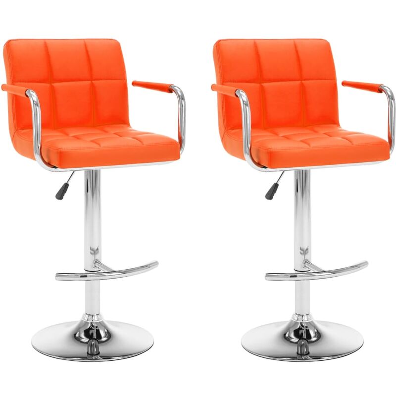 

vidaXL Taburetes de Cocina 2 Unidades Cuero Sintético Naranja - Naranja