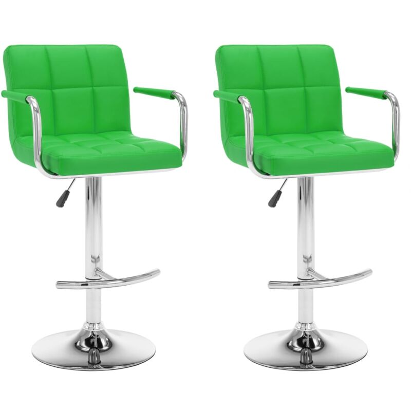 

vidaXL Taburetes de Cocina 2 Unidades Cuero Sintético Verde - Verde