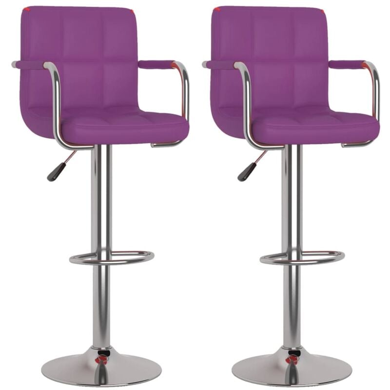 

vidaXL Taburetes de cocina de cuero sintético 2 unidades morado - Púrpura