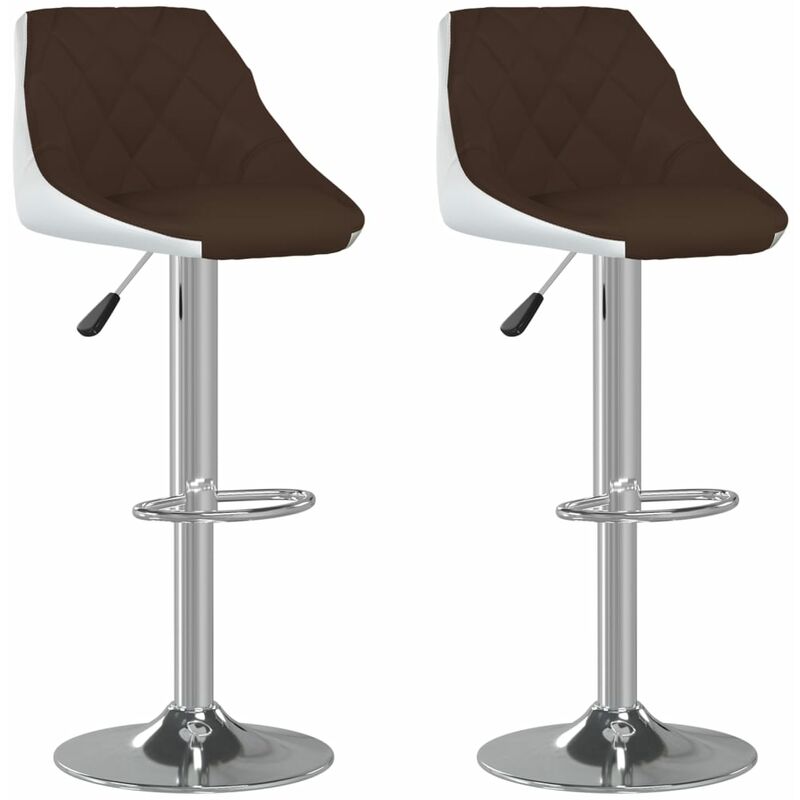 

vidaXL Taburetes de cocina 2 unidades cuero sintético marrón y blanco - Blanco