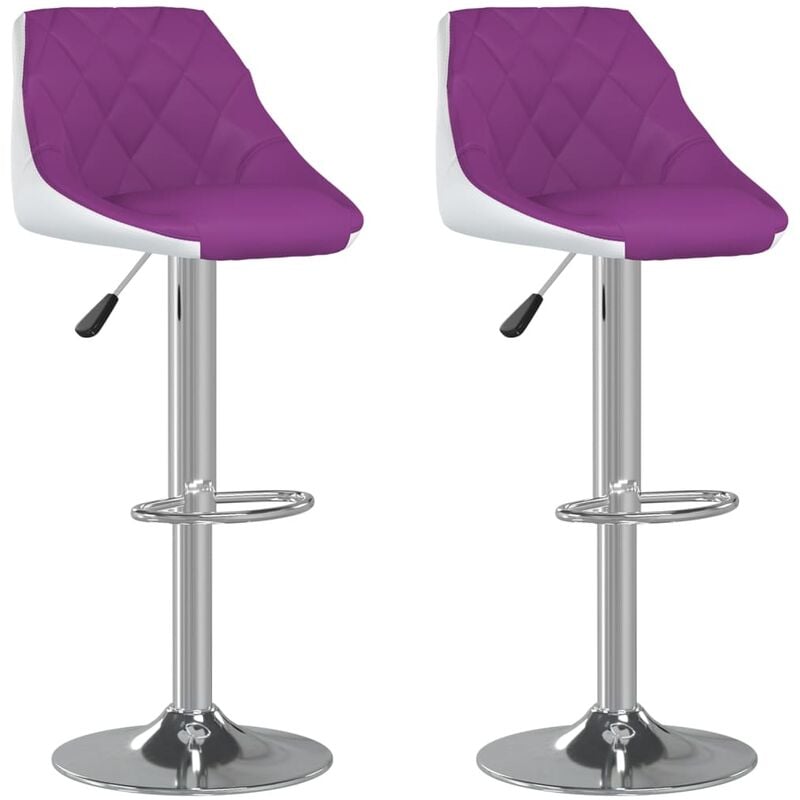 

vidaXL Taburetes de cocina 2 unidades cuero sintético morado y blanco - Blanco