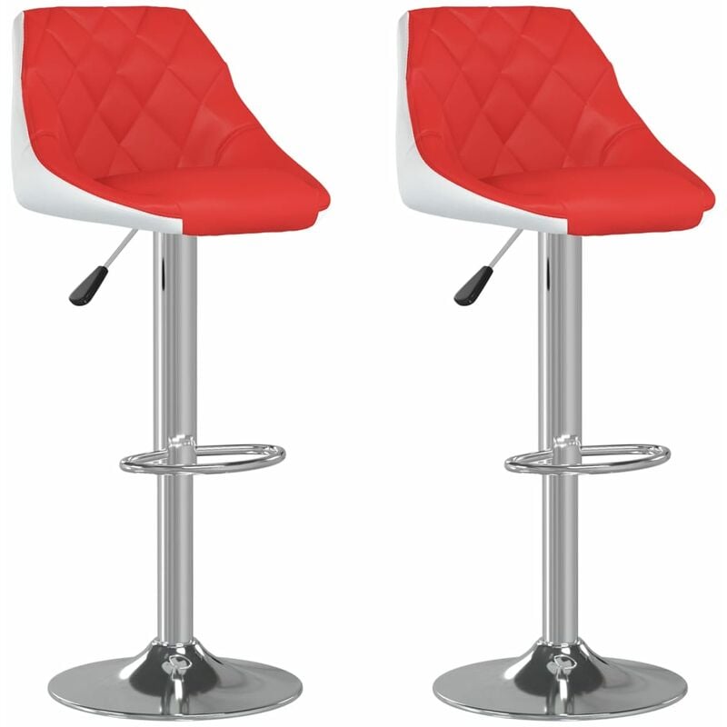 

vidaXL Taburetes de cocina 2 unidades cuero sintético rojo y blanco - Rojo