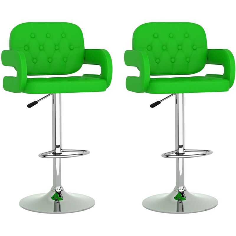 

vidaXL Taburetes de cocina 2 unidades cuero sintético verde - Verde