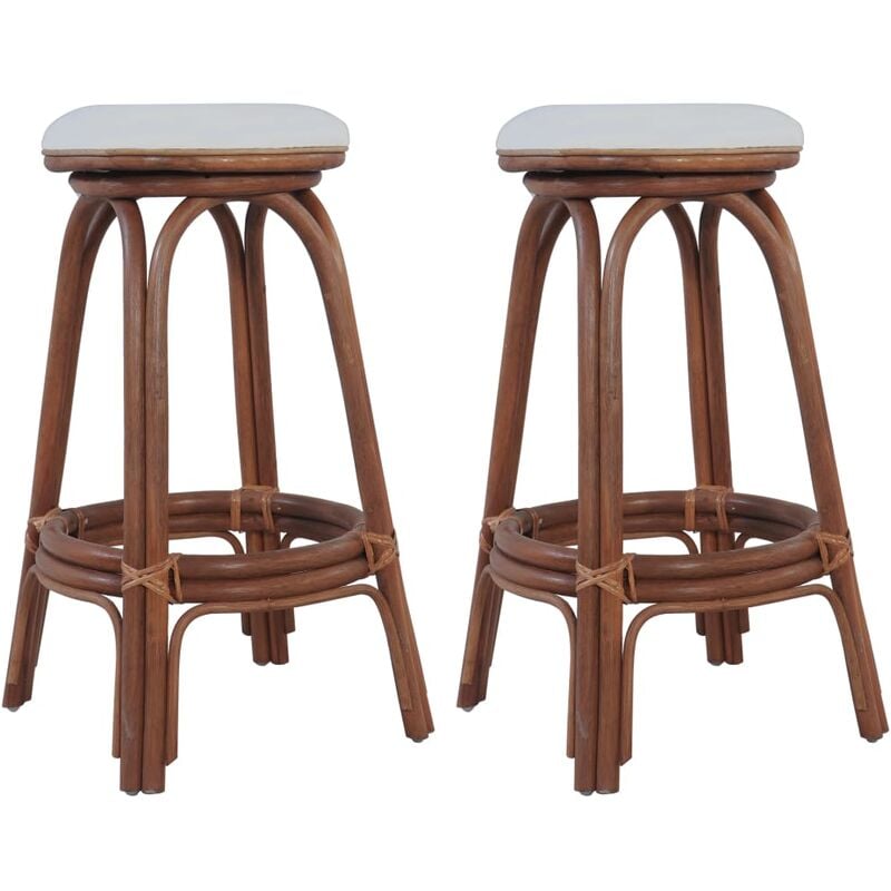 

vidaXL Taburetes de Cocina 2 Unidades de Ratán Marrón - Marrón