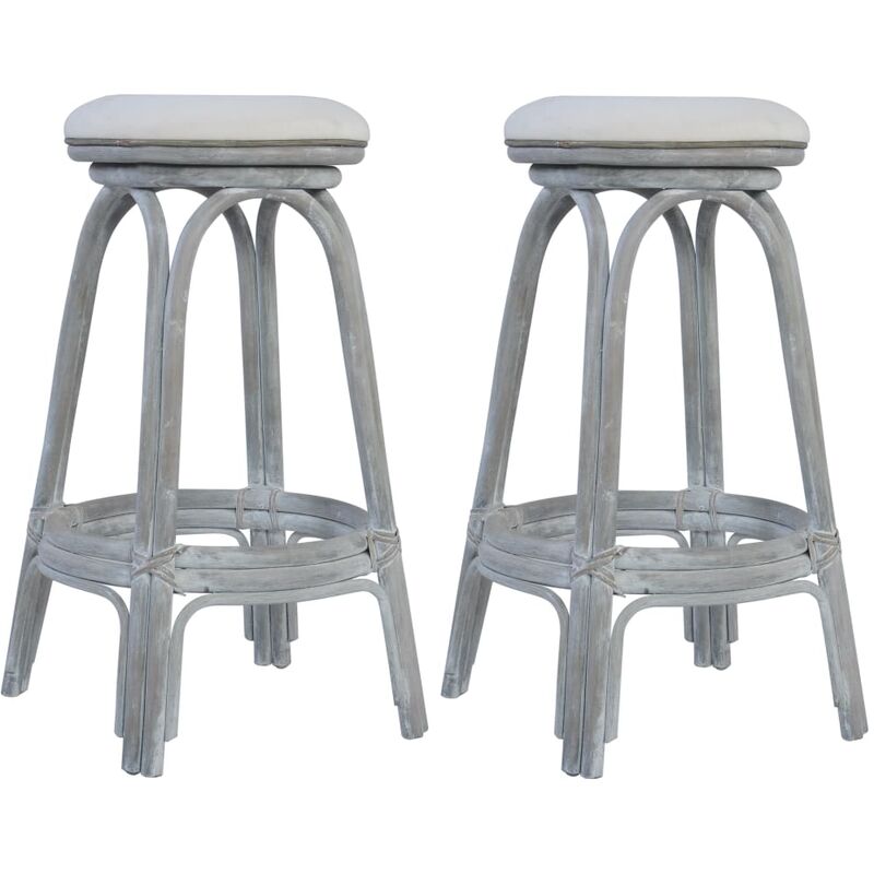 

vidaXL Taburetes de Cocina 2 Unidades de Ratán Gris - Gris