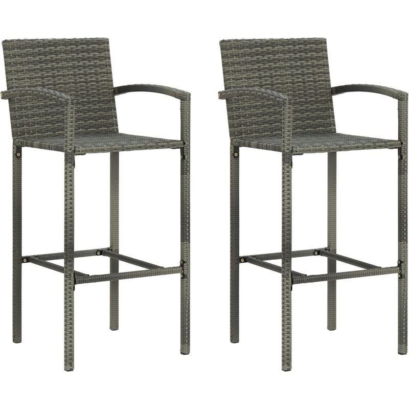 

vidaXL Taburetes de cocina ratán sintético 2 unidades gris - Gris