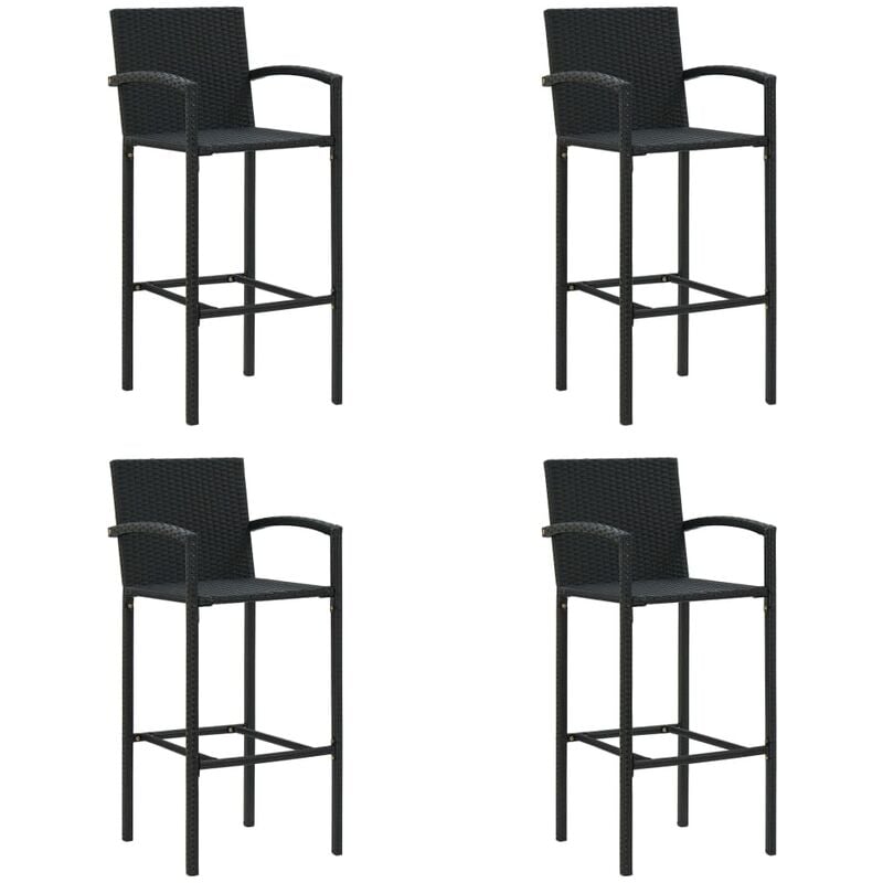 

vidaXL Taburetes de cocina ratán sintético 4 unidades negro - Negro