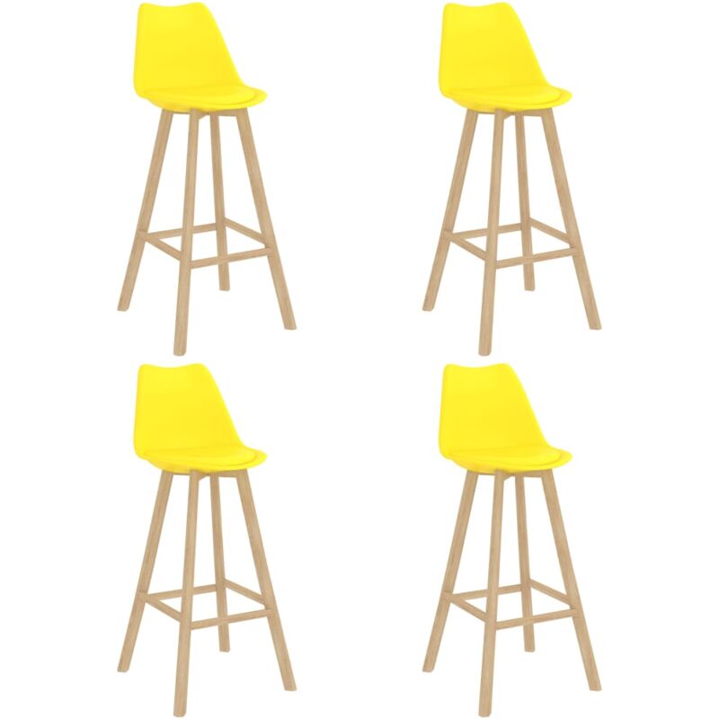 

vidaXL Taburetes de cocina 4 uds amarillo PP y madera maciza de haya - Amarillo