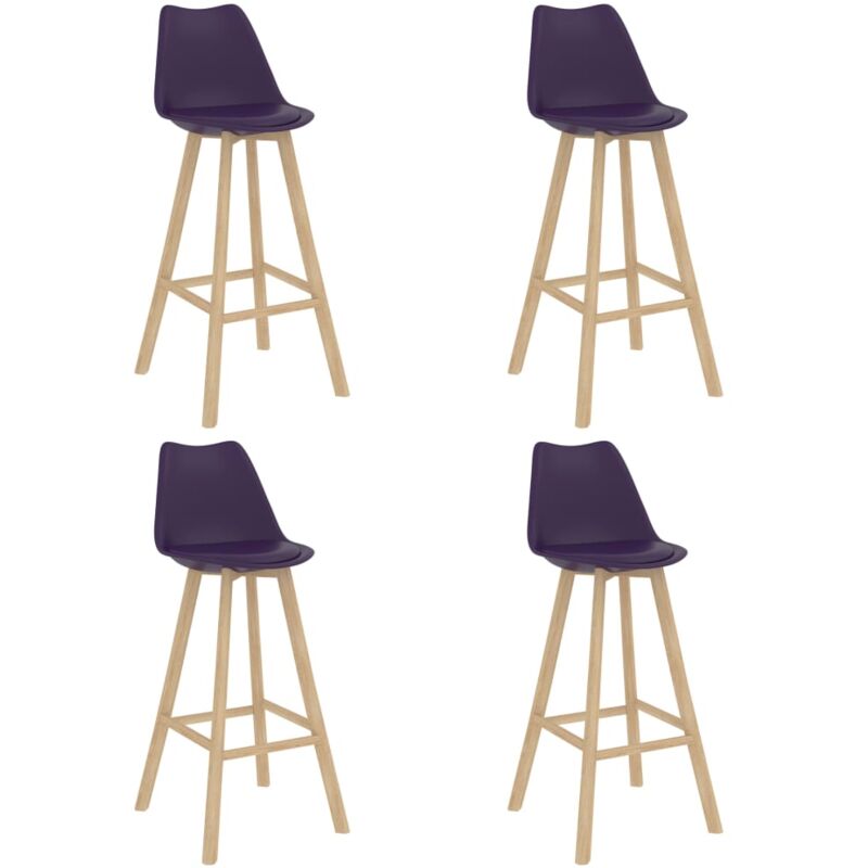 

vidaXL Taburetes de cocina 4 uds morado oscuro azul PP madera de haya - Púrpura