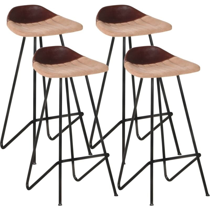 

vidaXL Taburetes de cocina 4 unidades cuero auténtico marrón - Marrón