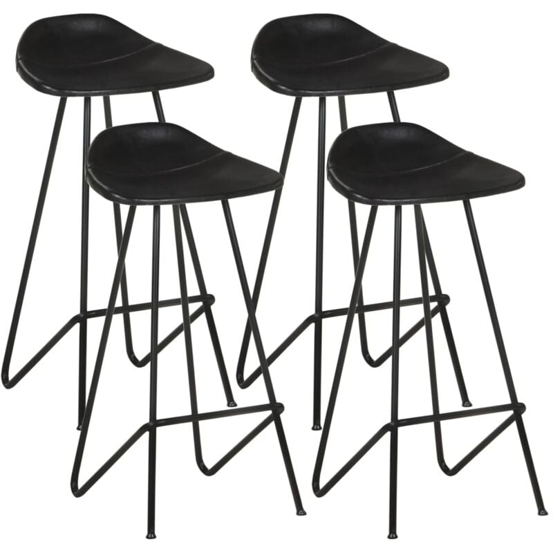 

vidaXL Taburetes de cocina 4 unidades cuero auténtico negro - Negro