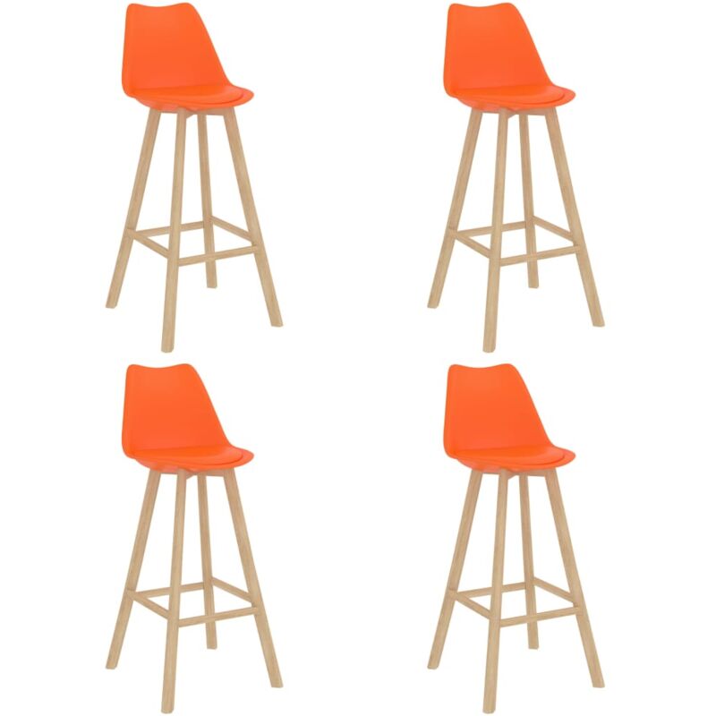 

vidaXL Taburetes de cocina 4 unidades naranja PP y madera maciza haya - Naranja