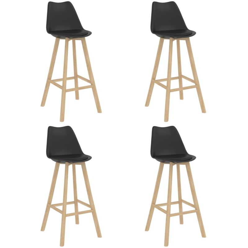 

vidaXL Taburetes de cocina 4 unidades PP negro madera maciza de haya - Negro