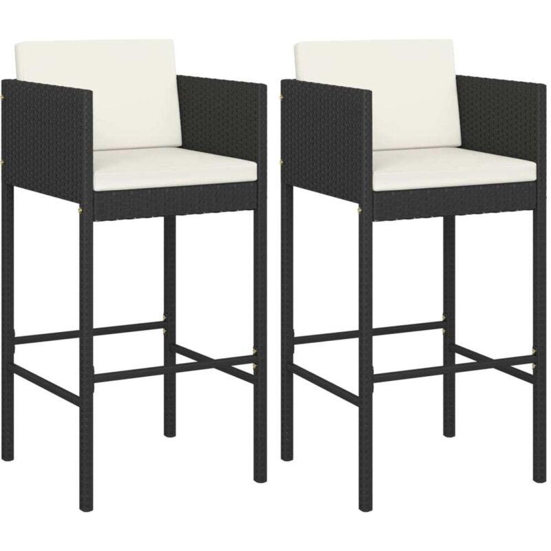 

Taburetes de cocina con cojines 2 uds ratán sintético negro - Negro - Vidaxl