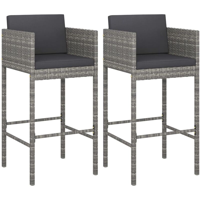 

Taburetes de cocina con cojines 2 unidades ratán sintético gris - Gris - Vidaxl