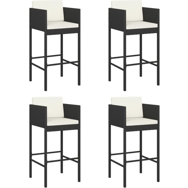 

Taburetes de cocina con cojines 4 uds ratán sintético negro - Negro - Vidaxl