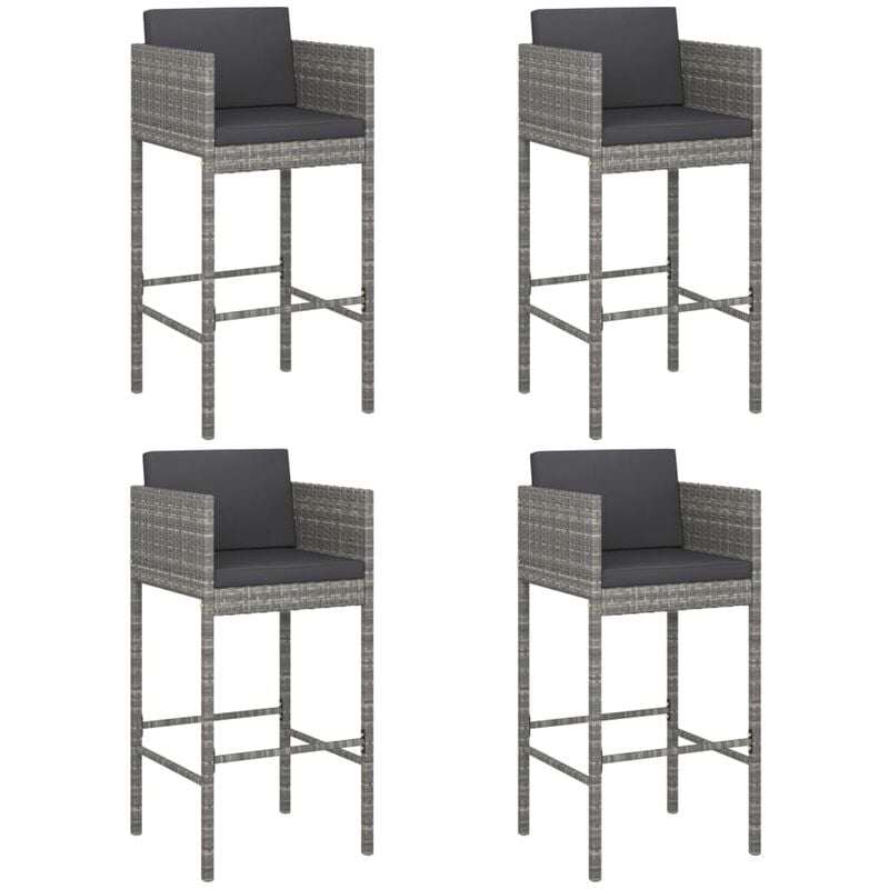 

Taburetes de cocina con cojines 4 unidades ratán sintético gris - Gris - Vidaxl