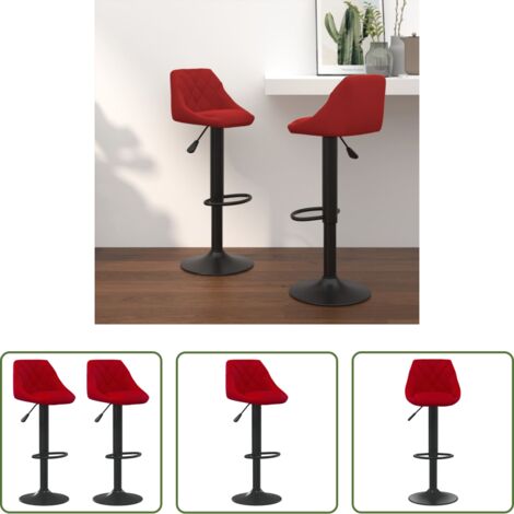 vidaXL Taburetes giratorios -  Taburetes de cocina 2 unidades terciopelo rojo vino tinto