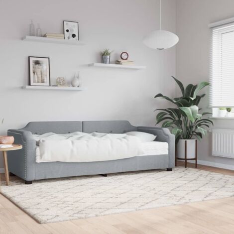 vidaXL Tagbett mit Matratze hellgrau 80x200 cm Stoff