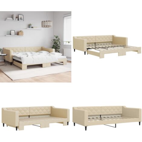 vidaXL Tagesbett Ausziehbar Creme 100x200 cm Stoff