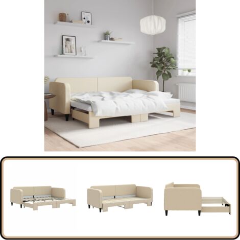 vidaXL Tagesbett Ausziehbar Creme 80x200 cm Stoff